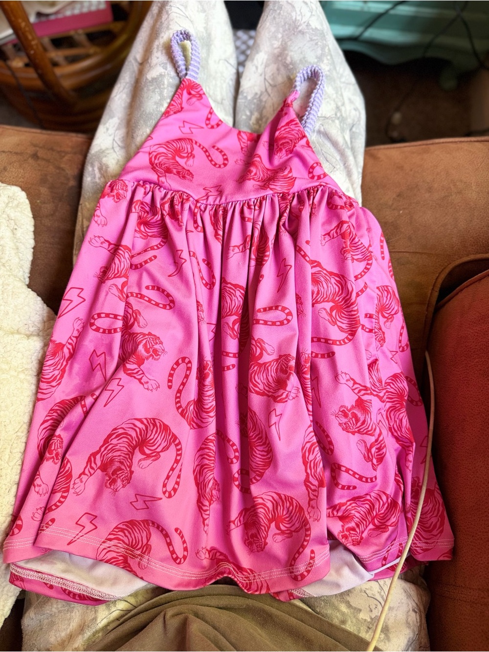 Girls Pink Tiger Print Sundress